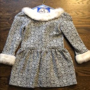 Janie and Jack winter dress with fur collar